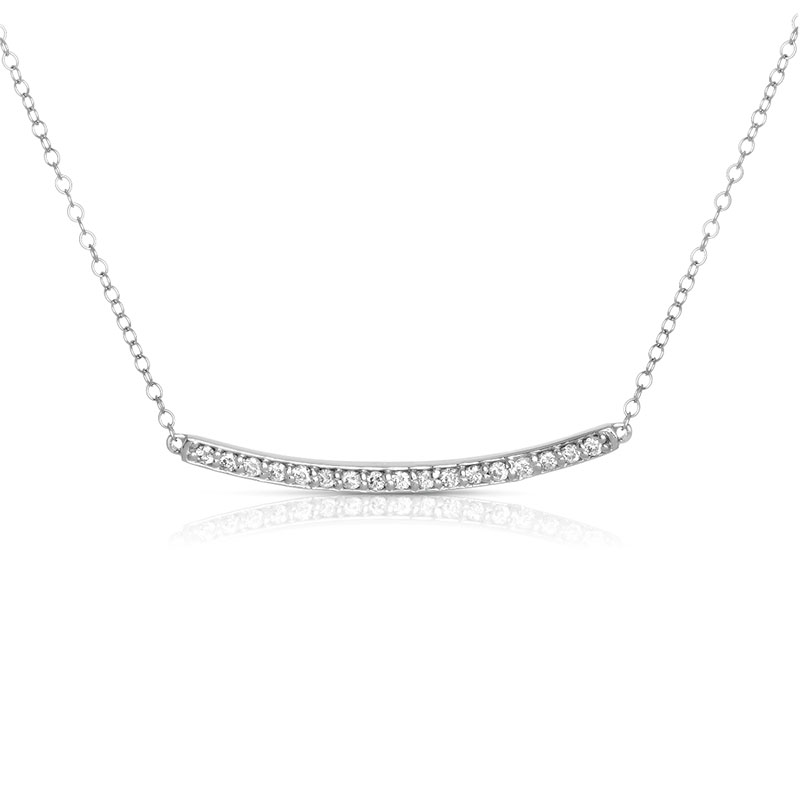 White Gold & Diamond Curved Bar Pendant - Robert's Fine Jewelry - Houston